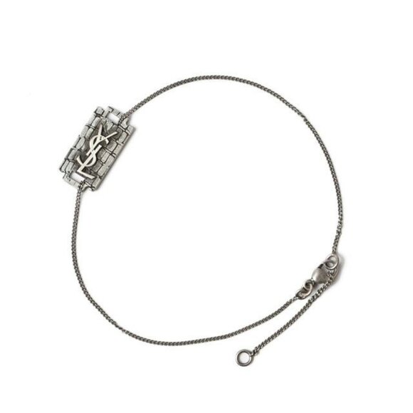 Saint Laurent Bangle Bracelet Vintage Silver YSL Logo
